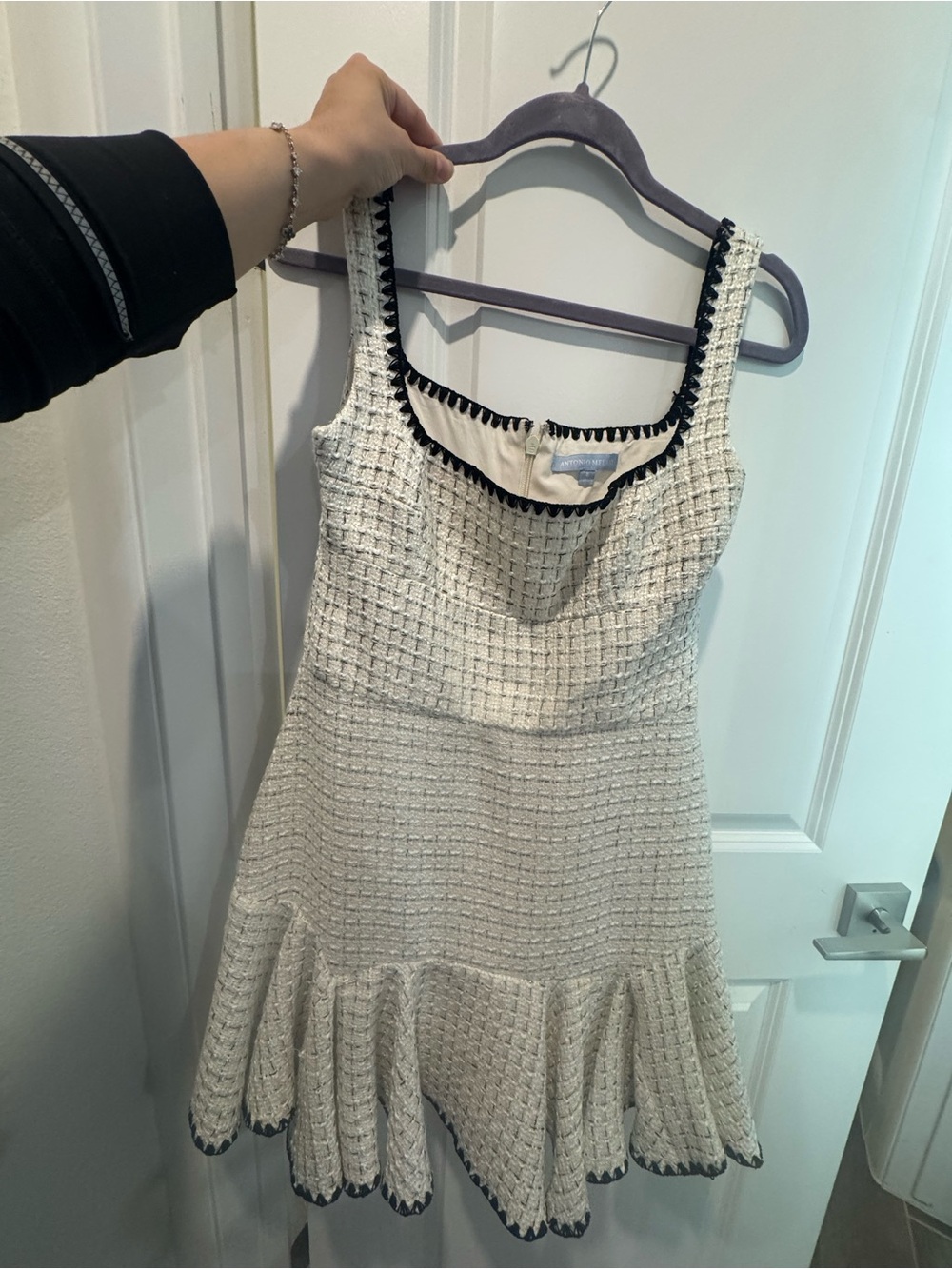 ANTONIO MELANI Cream Mini Dress with Black Trim